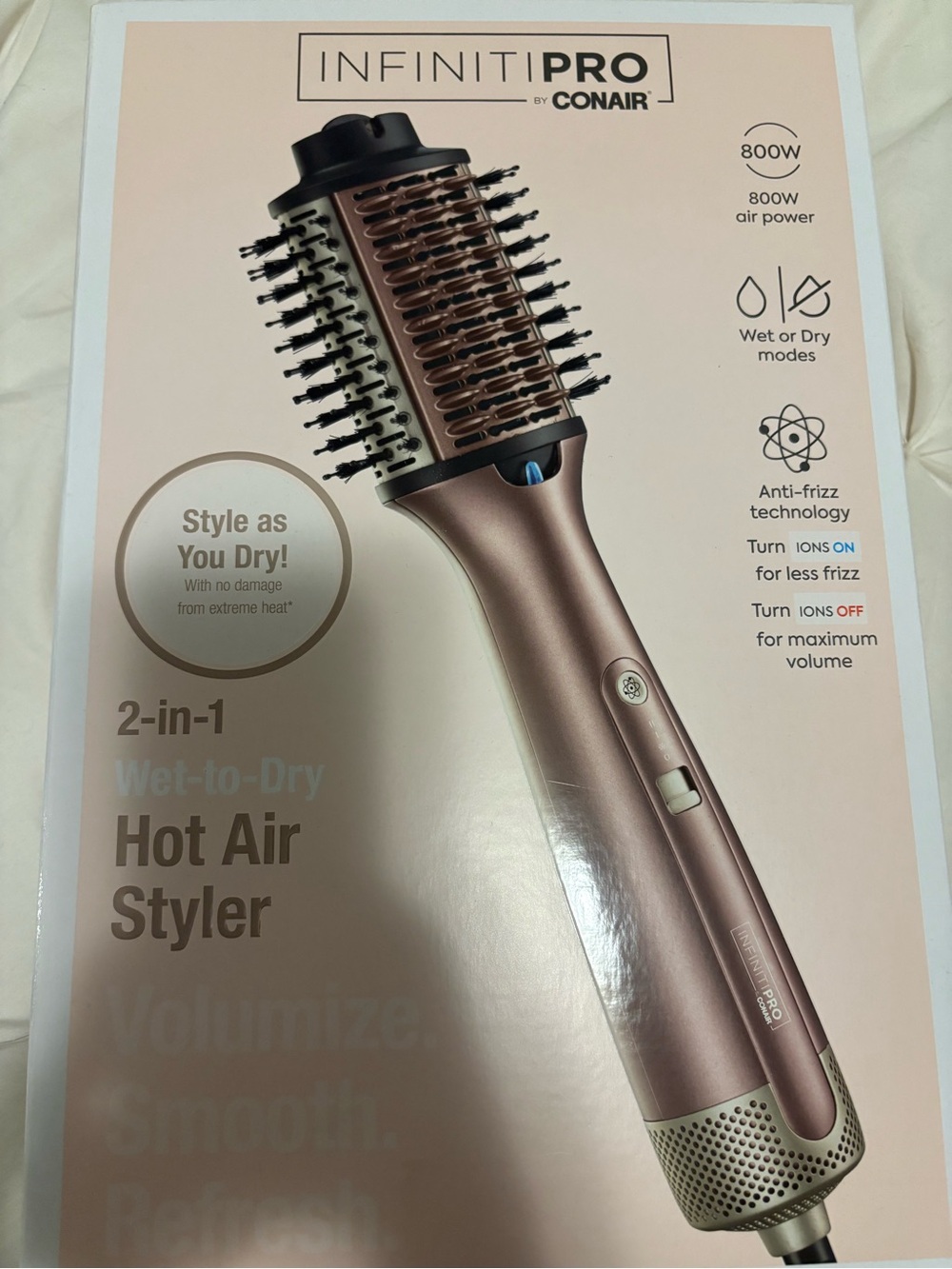 InfinitiPRO by Conair Rose Gold 2-in-1 Wet-to-Dry Hot Air Styler